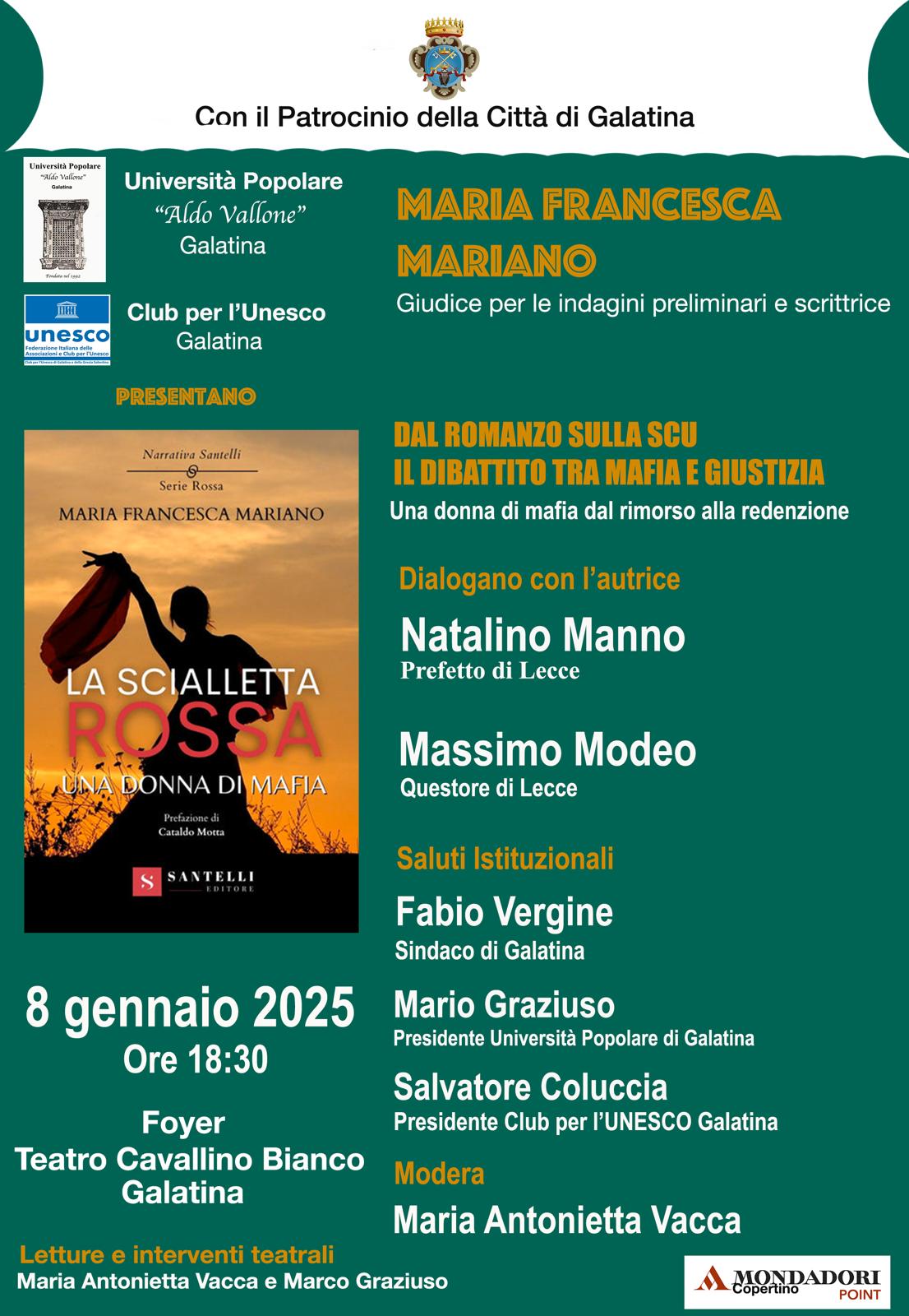 “La Scialletta Rossa. Una donna di mafia” questa sera al Cavallino Bianco