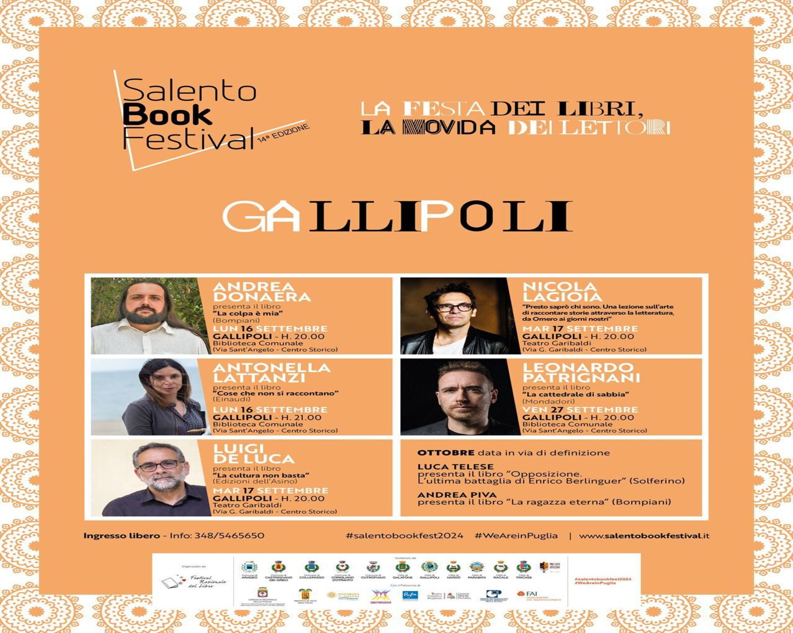 Questa sera il Salento Book Festival arriva a Gallipoli